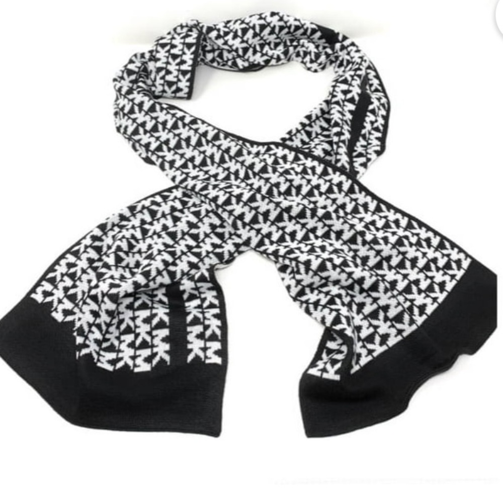Michael Kors Vertical Logo Pattern Wrap Scarf, Black/White